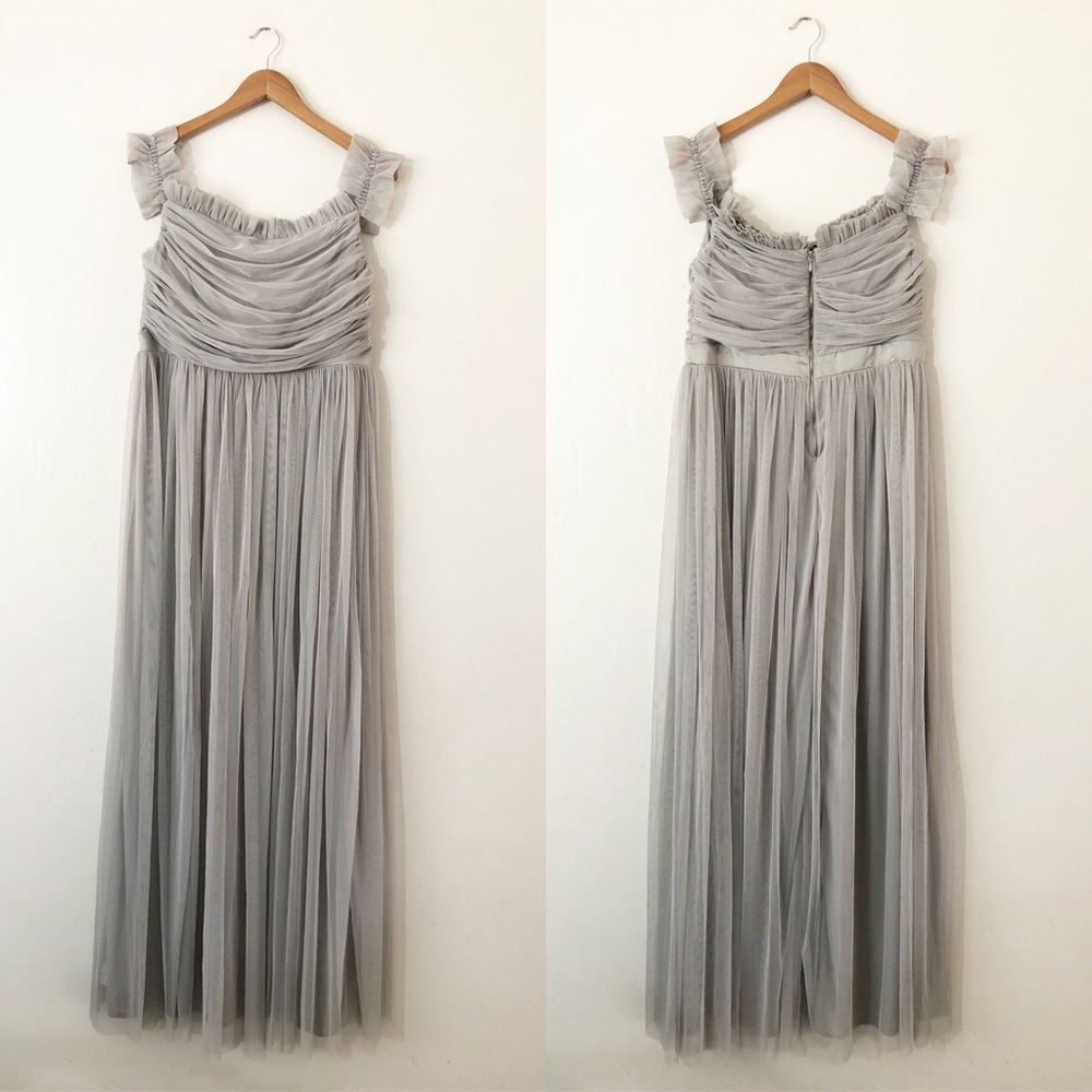 Anaya With Love tulle ruffle shoulder bardot dress